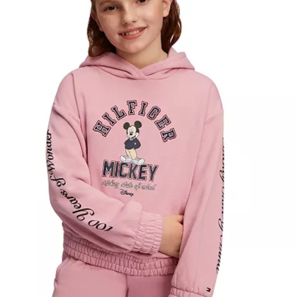 Tommy Hilfiger Disney Pink Mickey Mouse Girls Fleece Hoodie Size 6X